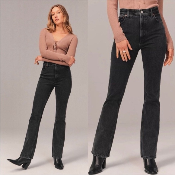 Abercrombie & Fitch The 70s Vintage Flare Ultra High Rise Black 29/8 R - Picture 1 of 13